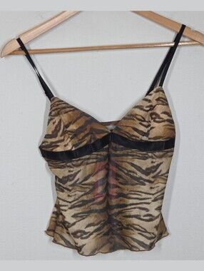 NWT Edikted Animal Print Tiger Stripe Mesh Cami Fairy Grunge Festival Boho Small